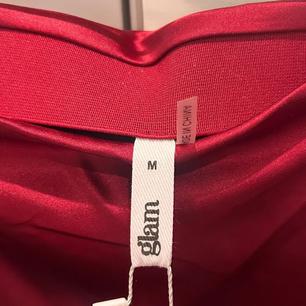 glam Ruby Red Satin Maxi Skirt
